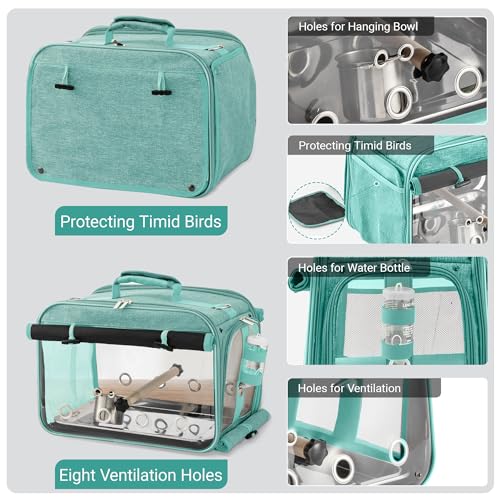 Sanmoncare Airline Approved Bird Carrier, Indestructible Stainless Steel Mesh Parrot Travel Cage, Cockatiels Travel Carrier Lightweight and Portable with Water Bottle and Bowl - Image 5