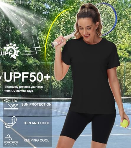 NEYOUQE Womens Short Sleeve Tee Shirts UPF 50+ Outdoor Sun Protection Quick Dry Athletic Running Workout Rash Guard Tops3