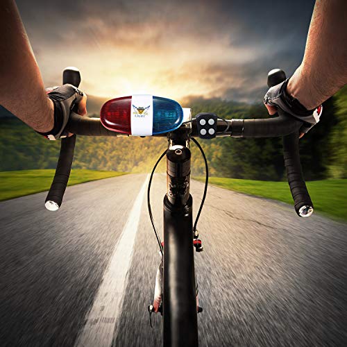 2 Pieces Bicycle Police Sound Lights 6 LED Lights 4 Sounds Trumpet Cycling Horn Bell Warning Safety Bicycle LED Light Waterproof Bike Lights - Image 8