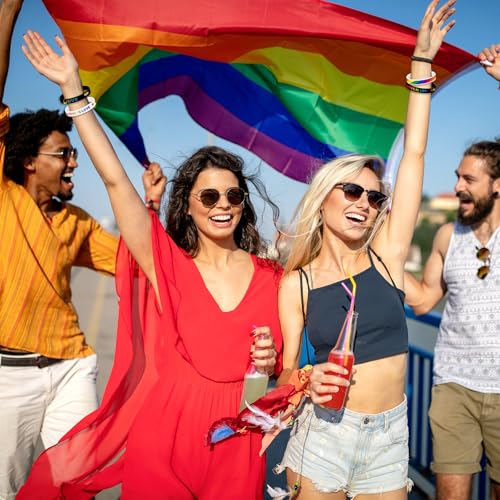 Image of JUNEBRUSHS 64pcs Pride Silicone Bracelets Pride Accessories Decorations