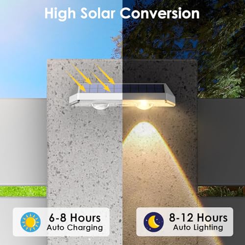 12 Pack Solar Fence Lights Outdoor Waterproof LED - 3000/4000/6000K 3 Mode, IP65 Waterproof Fence Lights Solar Powered, Solar Wall Lights for Outside, Backyard/Step/Patio/Deck Fence/Stair Railings
