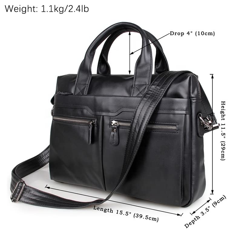 Mens Leather Business Laptop Bag, 15 Shoulder Bag Briefcase Leather Document Case3