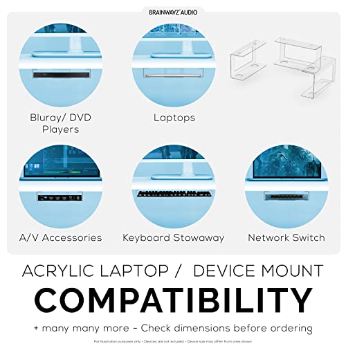 BRAINWAVZ Transparent Under Desk Laptop Holder Mount with Adhesive & Screw in, Devices Upto 1.8" Thick for Laptops, Macbooks, Surface, Cable Box, Routers, Keyboard, Modems, Network Switch & More by BRAINWAVZ - Used condition - Image 5