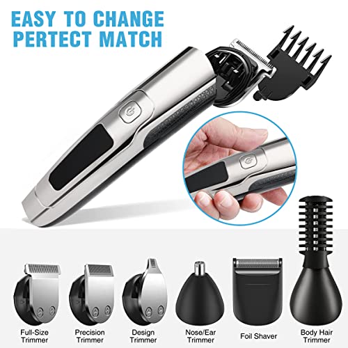 Beard Trimmer For Men Electric Hair Clipper Cordless Mens Grooming 6 In 1 Kit, Hair Trimmer & Mustache Trimmer & Nose Hair Trimmer& Foil Trimmer With Blade Waterproof Usb Rechargeable & Led Display… #TOP6