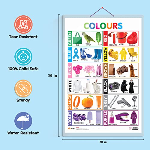 Image of GO WOO Combo of 2 Alphabet and Colours Educational Posters for Preschool Kids Classroom Study | Learning- Charts for Kids Learning (20 inchX30 inch Inches)