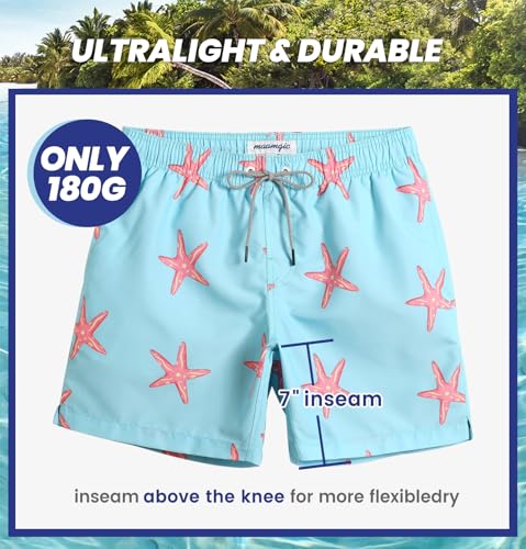 Image of maamgic Mens Slim Fit Swim Shorts Swim Trunks 7 inch Quick Dry Mens Bathing Suits with Mesh Lining