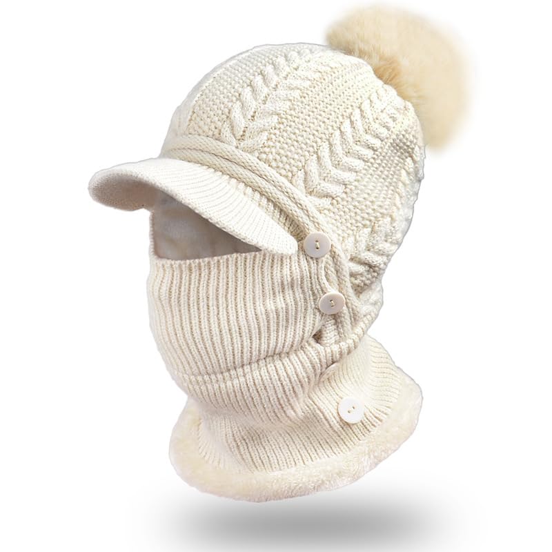 Winterwarme Strickmütze, Sturmhaube, Gesichtsmaske, Halstuch-Set, Mütze, Fleece-Skimaske