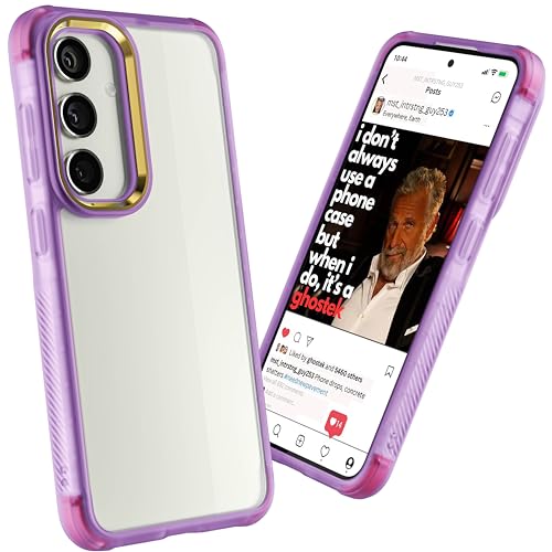 Image of Ghostek Covert Clear Galaxy S24 Phone Case with Military Grade Shockproof Protection, Non-Slip Grip, Protective Silicone Cover Designed for 2024 Galaxy S24 (6.2 inch) (Purple)