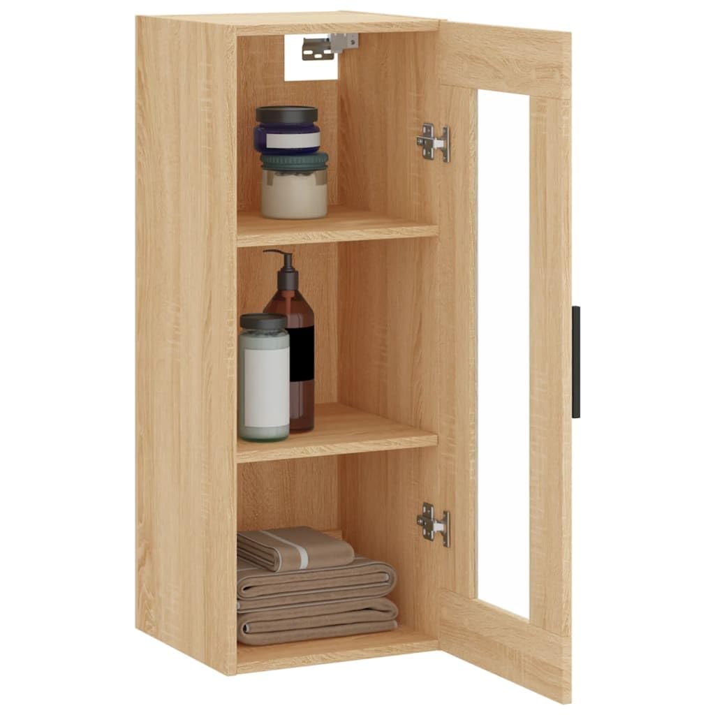 Mobile Pensile Rovere Sonoma 34,5x34x90 cm Armadio Vetro