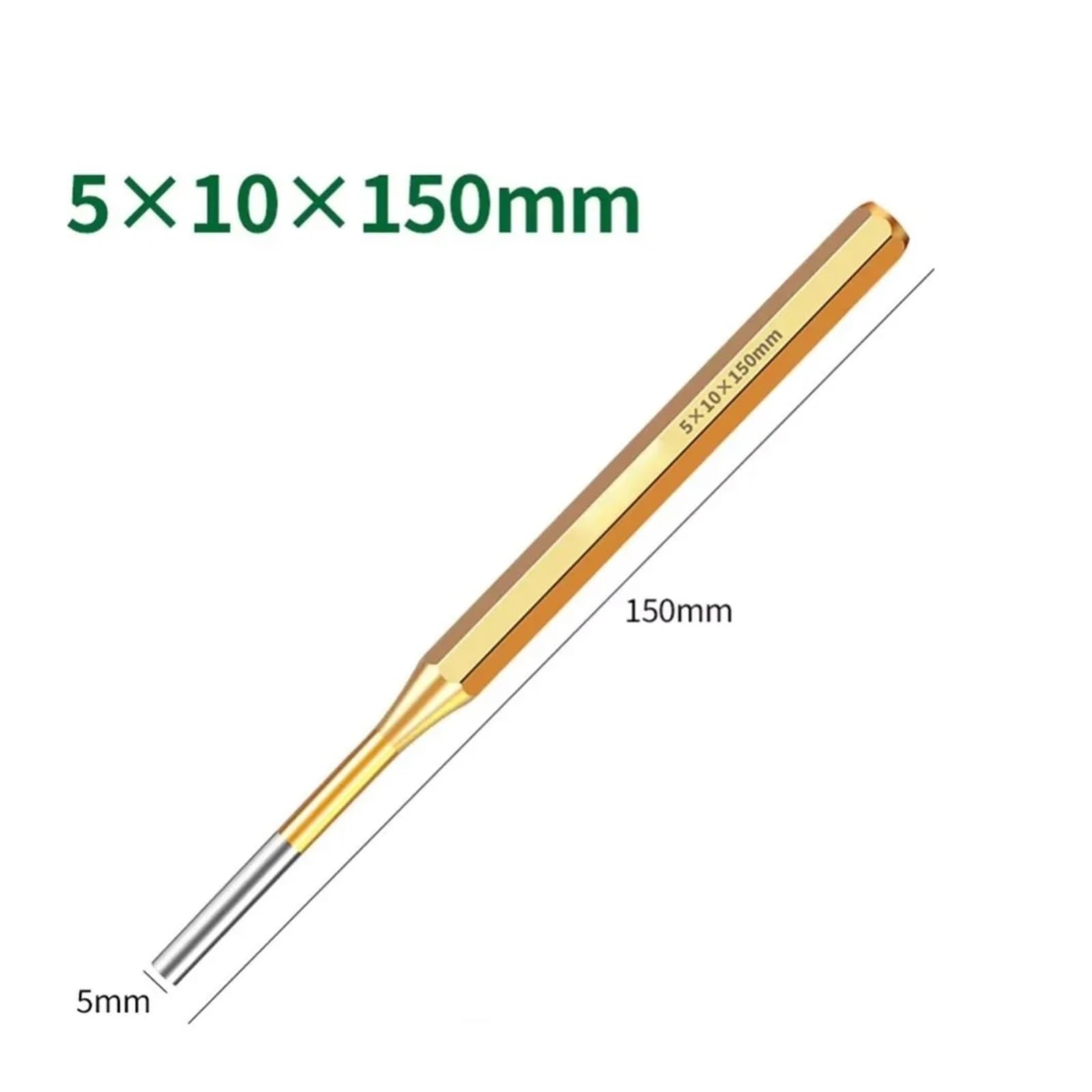 Removedor de punzón redondo 2/3/4/5/6/8/10mm, herramienta rodillo 150mm, cincel alta resistencia for cono mantenimiento maquinaria, 1 Uds(5mm)