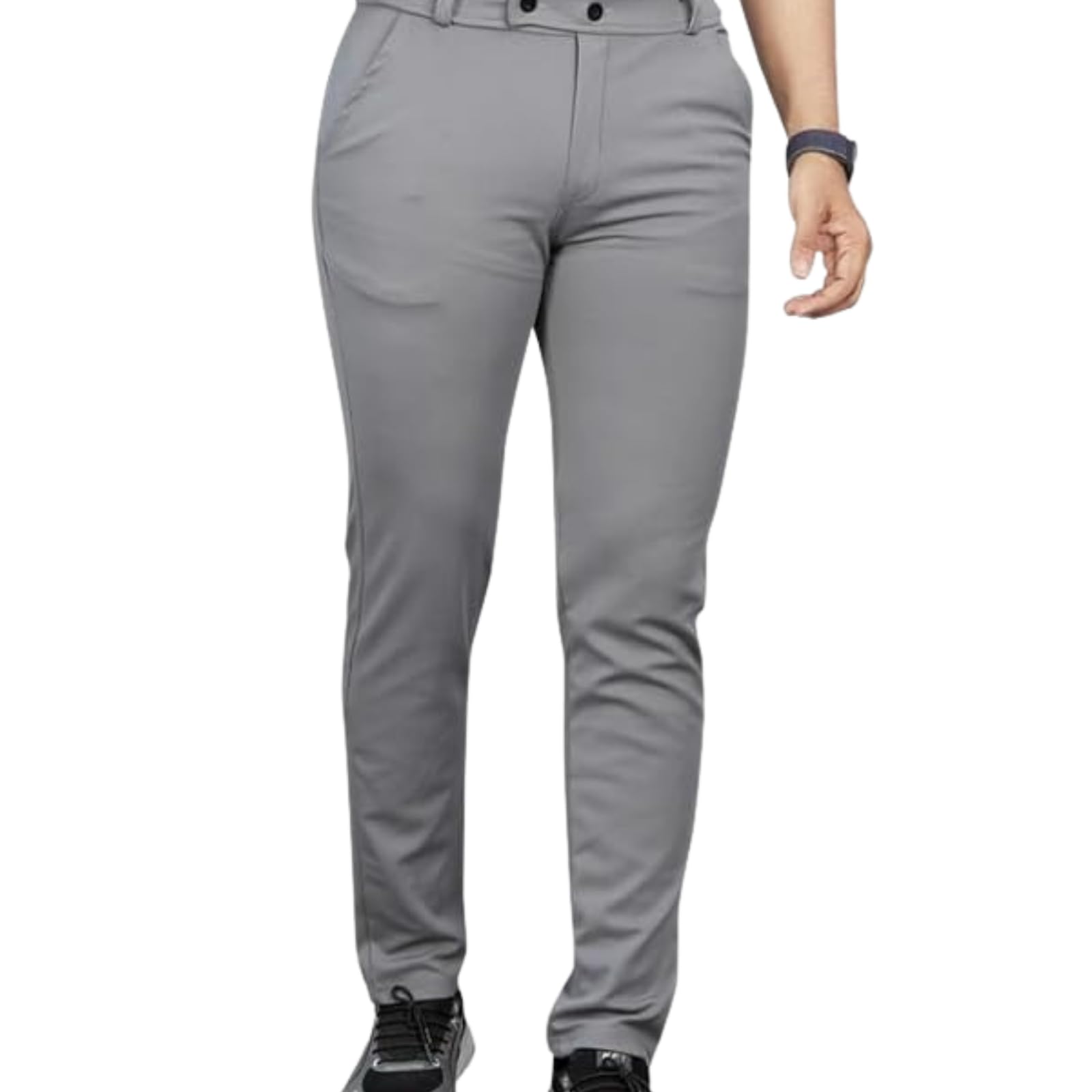 combraided Men's Slim Fit Formal Trousers - Crafted from Premium Lycra Blend Fabric, Solid Pattern, Ideal for Formal Occasions-picture-36