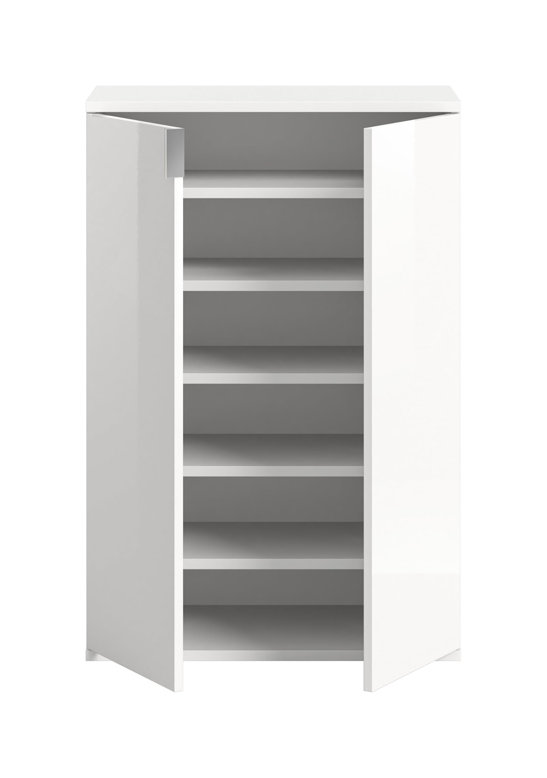xonox.home - Schuhkommode Projekt X 61x99x34 cm in weiß und weiß Hochglanz - Highboard Schrank Anrichte Sideboard Beischrank - einfache Montage hochwertig verarbeitet – Bild 3
