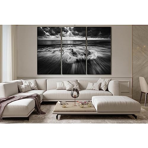 Toile ZELLART Gray Sky Sea grand format 140 x 90 cm tableau salon moderne