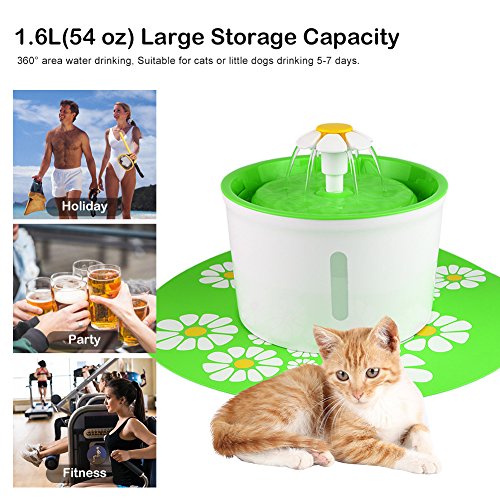 Fuente de Agua Automática para Gatos 1.6 L Verde miniatura 3