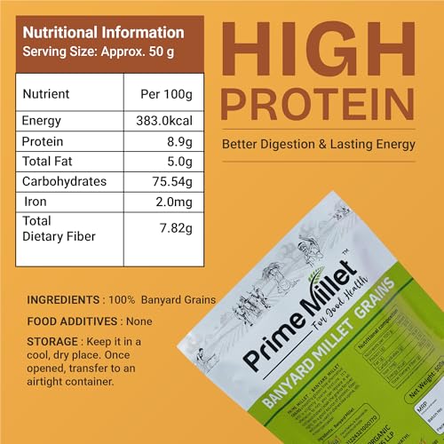 Image of Prime Millets Organic Multi Millet Flour | Whole Barnyard Grain | Pack of 2 (750g Each) | High Fiber | Healthy Digestive Meals | Premium Quality