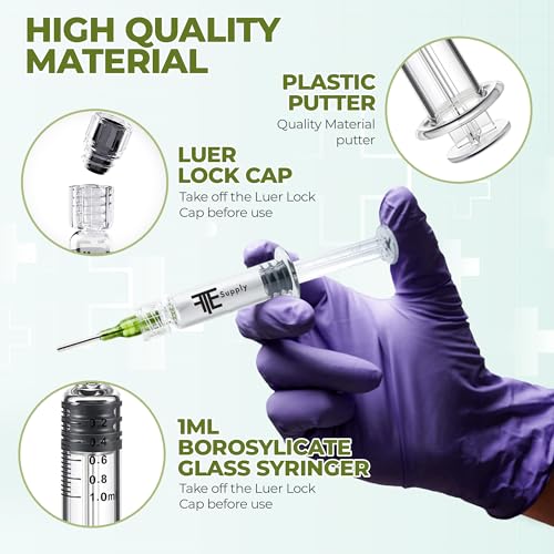 Tfe Supply TFE 10 SYRINGE 10 Pack Borosilicate Glass Luer Lock Syringe 1Ml Capacity Reusable Glass Syringes - Use For Arts And Crafts, Thick Liquids, Oils, Vet, Glue, Lab thumb #4