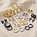 25 Pairs Earrings Set for Men and Women, Black Silver 14K Gold-Plated Mixed Earring Studs Kit Fashion Ear Piercing Jewelry Cross Dangle Hoop