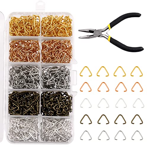 Mardatt 1001 Pcs 5 Color Metal Triangle Open Jump Rings Assortment Set with Jewelry Pliers, Split...