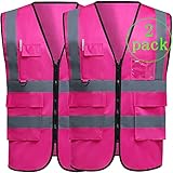 2 Pack Reflective Safety Security Vest High Visibility Vest Silver Strip Construction Vest for Night...