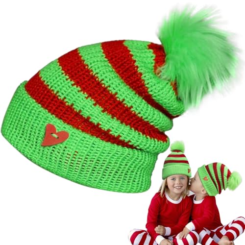 Knitted Santa Beanie Hat Christmas Knit Hats for Baby Kids Winter Warmer