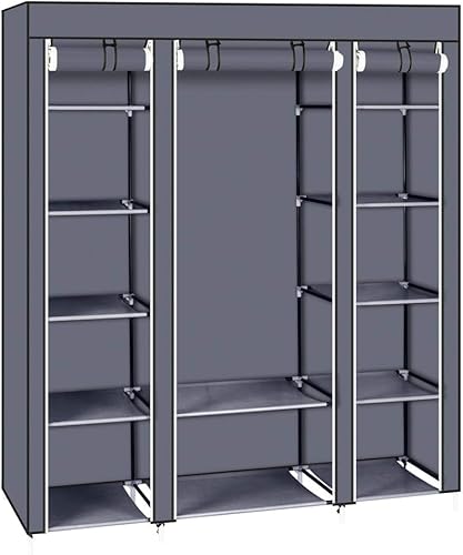 Organizador de almacenamiento portátil de 69 pulgadas con tela no tejida, rápido y fácil de montar, extra fuerte y duradero, gris