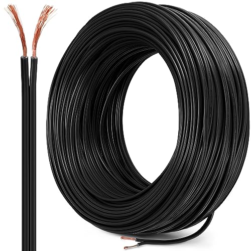 328 Feet Christmas SPT-1 Electric Wire Electrical Wire Christmas SPT-1 Zip Cord Wire Bulk Blank Wire Work with SPT-1 Vampire Plug 7 Amps (Black)