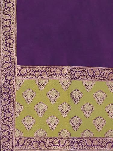 Image of PURVAJA Women's Kanjiwaram Semi-Stitched Lehenga choli