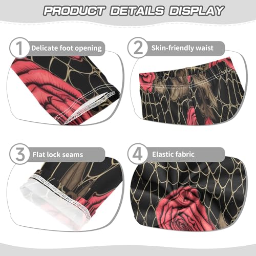 Bolaz Toddler Girls Leggings Printed Yoga Pants Leggings Web Red Rose for Kids3