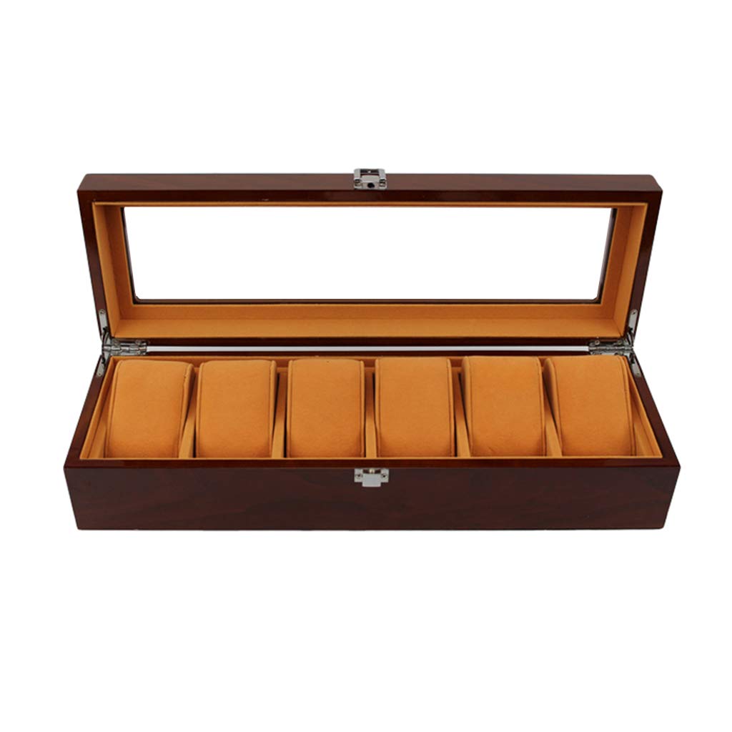 Grande Contenitore per Orologio da Uomo - 6 Orologi Slot di Lusso per Gioielli con organizzatore dell'Armadio Contenitore per Orologi Cassa di visualizzazione per Orologi in Vetro