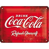 cartel chapa personalizado  Nostalgic-Art Cartel de Chapa 15x20 -Coca-Cola - Logo Red Refresh Yourself