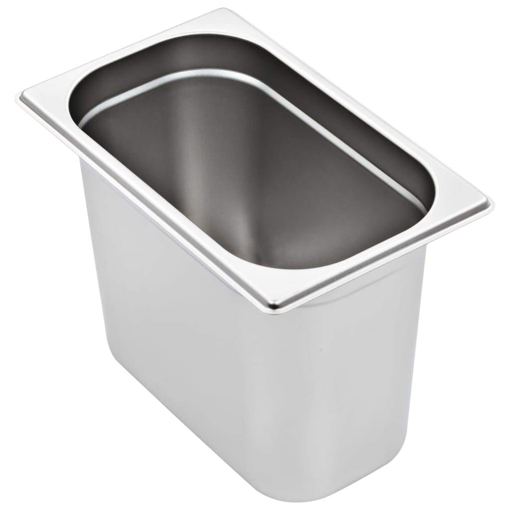 Recipientes de gastronomía GN 1/4 de acero inoxidable 265 x 162 x 200 mm, 4 unidades apilables para Bain-Marie Chafing Dish Buffet para mantener caliente y uso en restaurantes, hoteles, fiestas