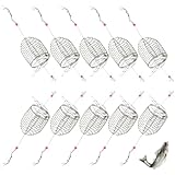 QCdeSoulBLV 10PCS 7.5 Inch Chum Rig Basket Stainless Steel Catfish Bait Holder Rustproof Trap for Crab Lobster Minnow