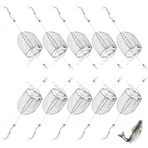 QCdeSoulBLV 10PCS 7.5 Inch Chum Rig Basket Stainless Steel Catfish Bait Holder Rustproof Trap for Crab Lobster Minnow