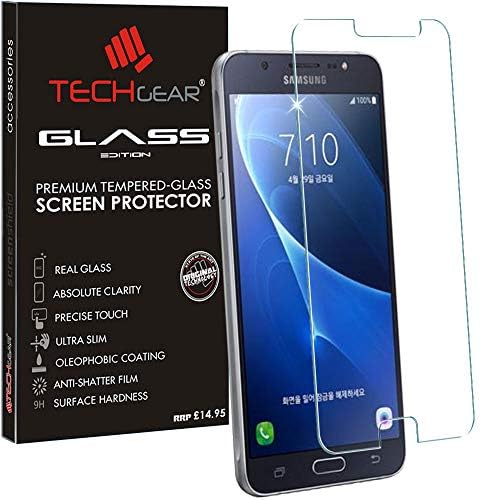 TECHGEAR Screen Protector for Galaxy J5 2016 (SM-J510 Series) - GLASS Edition Genuine Tempered Glass Screen Protector Guard Cover Compatible with Samsung Galaxy J5 2016