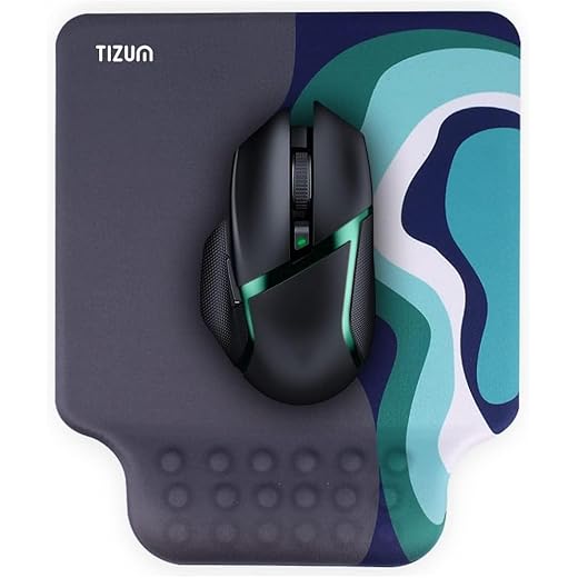 Tizum Gel Mouse Pad|Memory Foam Cushion Mousepad with Gel Wrist Rest Support & Pain Relief, Ergonomic Design|Non-Slip Rubber Base|Suitable for Gaming, Computer, Laptop, Home & Office (Grey)