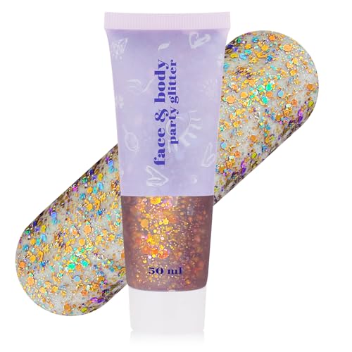Image of MEICOLY Chameleon Colorful Body Glitter,Holographic Chunky Glitter Face Paint,Color Changing Mermaid Self-Adhesive Face Glitter Gel,Glitter Sequin for Face Body Hair,Festival Party Glitter Makeup
