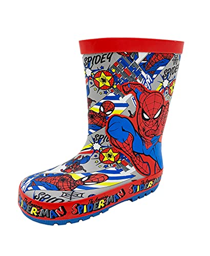 Childrens Spiderman Rubber Wellington Rain Boots (US 2, numeric_2)