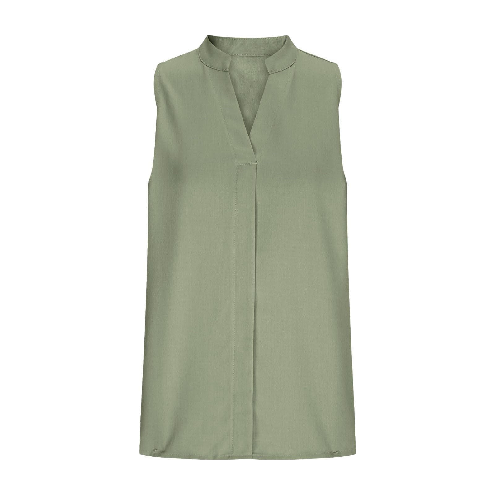 Generisch Tank Top Damen,Ärmellose Bluse mit Stehkragen Locker Sitzendes V-Ausschnitt Leinen Top Leichte Atmungsaktive Kragenbluse für Büro Freizeit Oberteile Damen Sexy