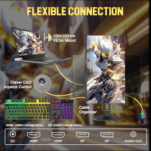 undefined SANSUI 24.5 Inch Gaming Monitor 300Hz, QHD 2560×1440 Computer Monitor, 1ms Fast IPS Panel with 2× HDMI + 2× DP Ports, 130% sRGB Eye Care VESA Support (DP Cable Included ES-G25F6Q Pro) の商品画像 7