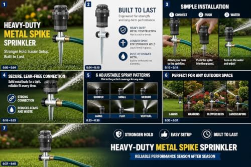 6-Pack Orbit 58573N H2O-Six Gear-Drive Sprinkler on Metal T-Spike (6) - image 9