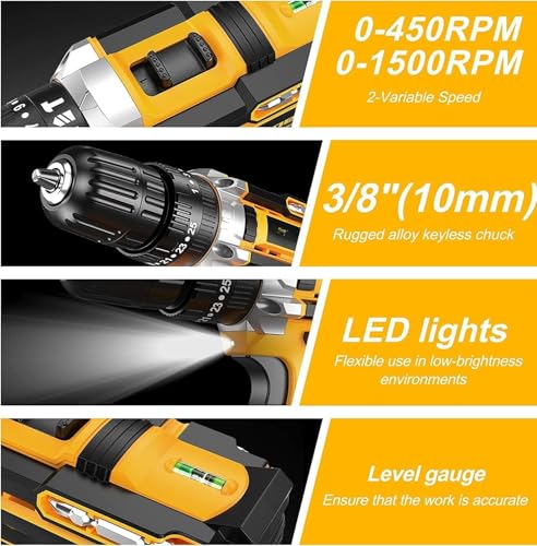 Image of MAF PRO 20V Brushless Copper Motor Cordless Drill Machine | BIS Approved, 2 Battery 5.0Ah Capacity, Heavy Duty, Wall Drilling
