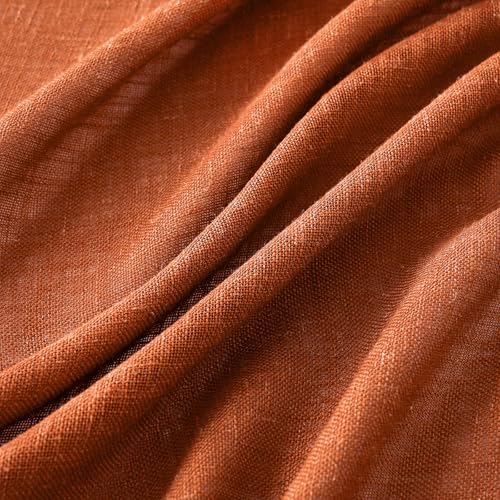 MIULEE Rust Curtains 96 Inch Length 2 Panels for Bedroom Living Room, Terracotta Soft Thick Linen Textured Window Drapes Semi Sheer Light Filtering Back Tab Rod Pocket Burlap Look Fall Decor
