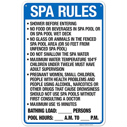 Florida Spa Rules Sign, Complies With State Of Florida Pool Safety Code, 24x36 Inches, 55 mil thick HDPS (high density polystyrene), Made in USA by Sigo Signs