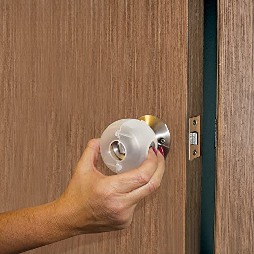 Image of Dreambaby EZY-Fit Door Knob Child Proof Safety Covers - Fits Most Standard Doorknobs - Suitable for Push & Twist Locks - White - 12 Pack - Model L908