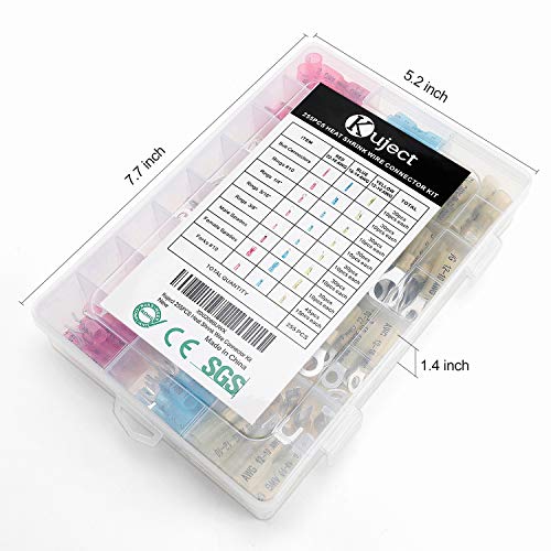 image for Kuject 255PCS Heat Shrink Wire Connectors, Waterproof Electrical Crimp