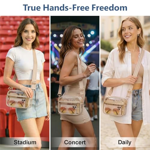 Image of PACKISM Clear Bag for Stadium Events - Small Clear Purses for Women Stadium Crossbody for Game Day, Festival, Concerts