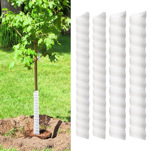 4/6/8 Pcs Tree Trunk Protector-2 Size Plastic Spiral Tree Guard Tree Trunk Protector Wrap Tree Bark Protector Tube Tree Wraps to Protect Bark Tree Saplings from Deer Cats Rodents Rabbit Mowers (White)