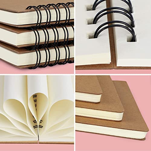 Image of AccuPrints A5 Pack of 4 Craft Notebook, 100 leaf 200 Pages,Blank or Unruled | Travel Writing Notebook,Journal,Notepad,Sketchbook|For Students,Office College Spiral Diary