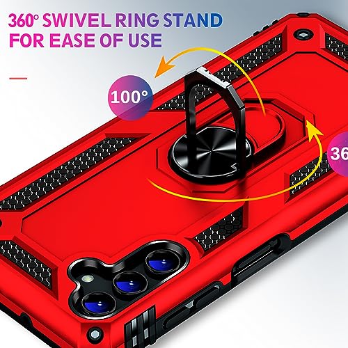 Image of for Samsung Galaxy S26 Plus Case with Screen Protector, Heavy Duty Military Grade Shockproof Rugged Protective Cover for Samsung S26 Plus Phone Case with Metal Ring Magnetic Kickstand (Red)