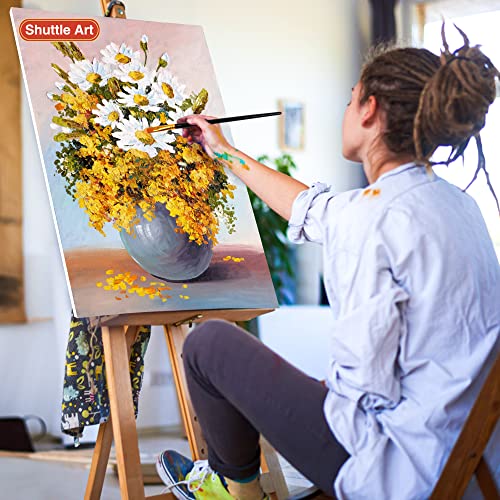 Shuttle Art Artist Paint Brush Set,18 Pcs Different Shapes & Sizes Paint Brushes Bonus Palette Knife & Sponge For Acrylic, Watercolor, Oil And Gouache Painting With Standable Organizing Case #TOP6